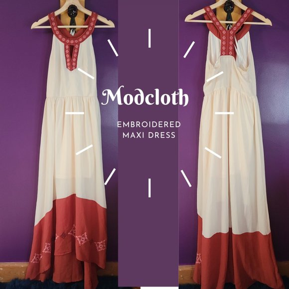 Modcloth Dresses & Skirts - Modcloth Embroidered Maxi Dress
